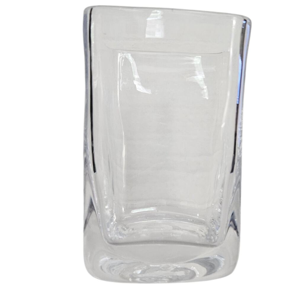 Simon Pearce Hand Blown Clear Art Glass Square Vase Heavy 5" Signed - Picture 4 of 7